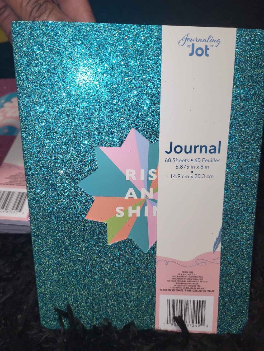 Glitter Journal Notebook - Teal, Pink Or Blue (Choose 1) - Picture 3 of 8